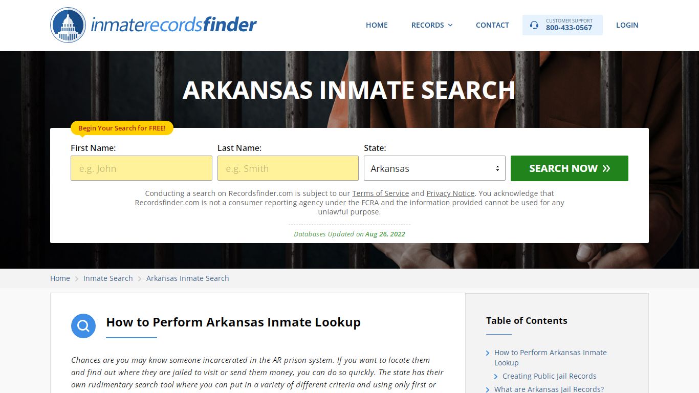 Arkansas Inmate Search - Jail & Prison Records Online - RecordsFinder