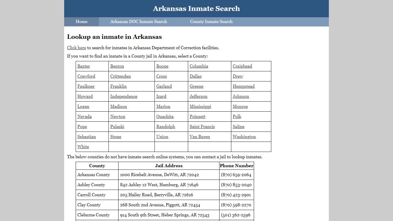 Arkansas Inmate Search